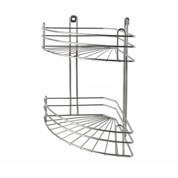 Полка угловая 2 ярусная 28,5*18*35см глубокая краш. хром зеркальный с креплениями (вку-3.2.3) (2)