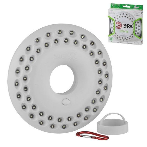 Фонарь кемпинг пластик ЭРА КВ-601 (3*АА) НЛО, 48 светодиода, подст., подсвет, бл.