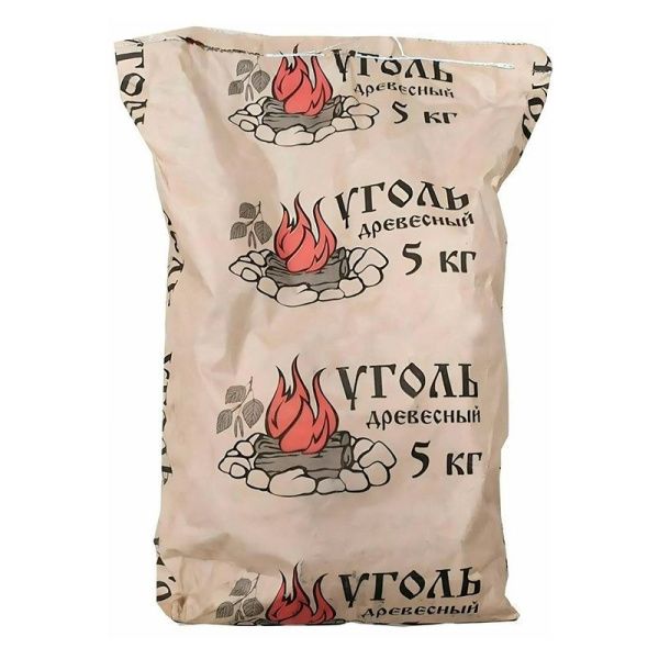 Уголь древесный 5кг(+/-15%) в пакетах (1) ГОСТ 7657-84