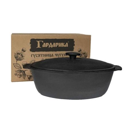 Гусятница 8л чугун с крышкой h14см (2)