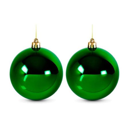 Игрушки новогодние на елку ШАР набор 2шт 12см пластик глянец зеленый (50)