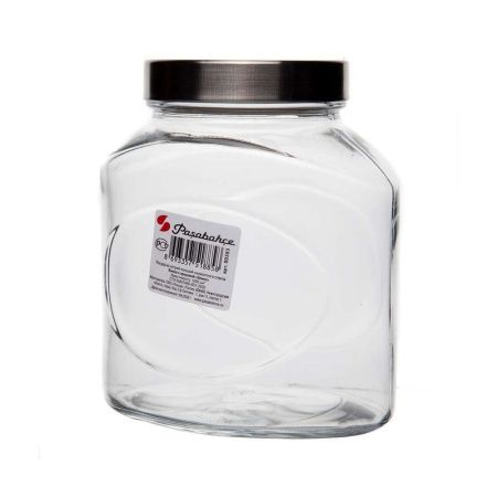 Банка для сыпучих продуктов 1л стекло ЭЛИПС с мет.крышкой (6)
