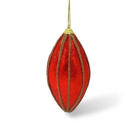 Игрушка новогодняя на елку СОСУЛЬКА 11*5,5см пластик полосатый красный JC-15109 (450)