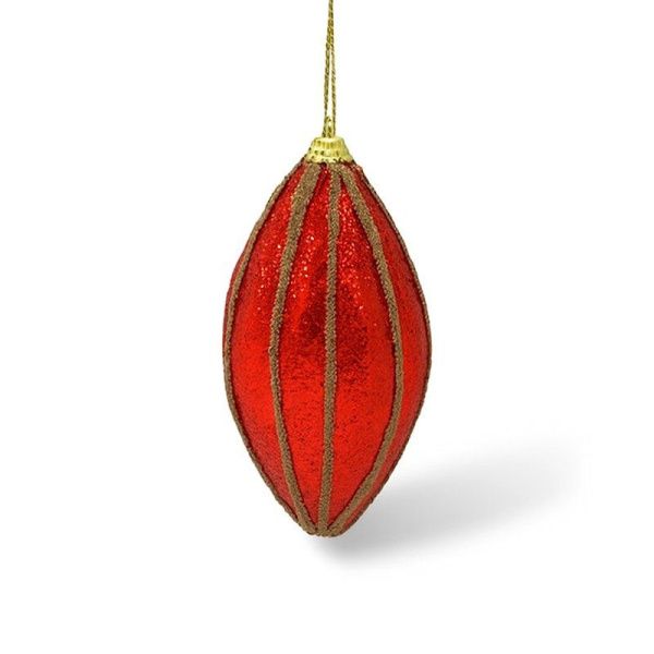 Игрушка новогодняя на елку СОСУЛЬКА 11*5,5см пластик полосатый красный JC-15109 (450)