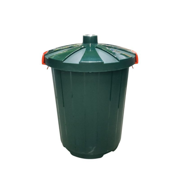 Бак для мусора 105л 59*56,5*75см пластик темно-зелёный с крышкой (8)
