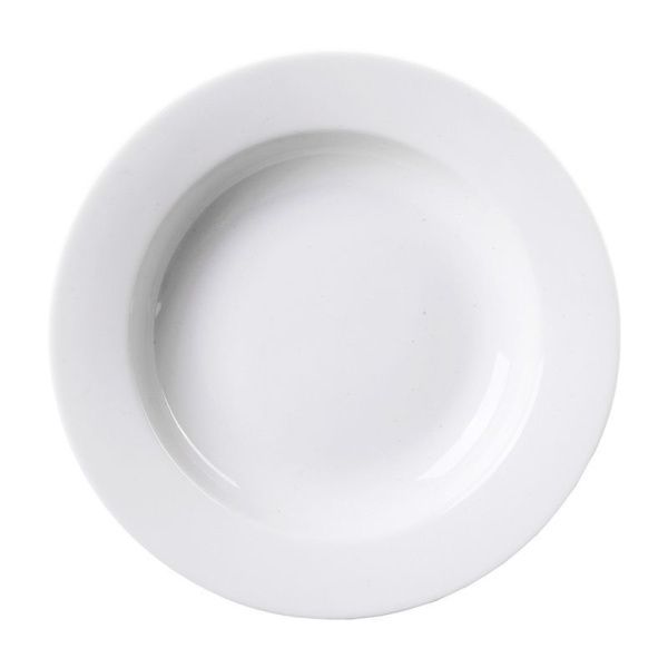 Тарелка глубокая 24см 350мл фарфор белый гладкий край (20)