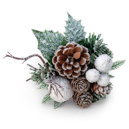 Украшение новогоднее Ветка 20*13см СОСНА с шишками заснеженная OSTVR024342/JC-16447 (288)