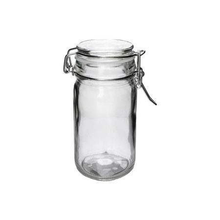 Банка для сыпучих продуктов 75мл стекло круглая с фиксатором JC-15961 (144)