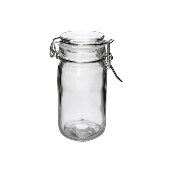 Банка для сыпучих продуктов 75мл стекло круглая с фиксатором JC-15961 (144)