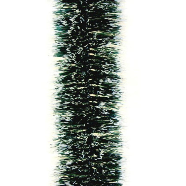 Мишура 2м 7см Норка зеленая с белыми кончиками Г-237 (50)