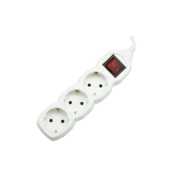 Удлинитель 3 гнезда пластик 3м 0,75кв.мм 10А ПВС с зазем, выкл-ем СТАРТ (20) ВЫВОД