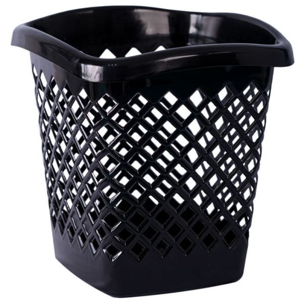 Корзина для бумаг 27*27*28см пластик ОФИС черная квадратная (10)