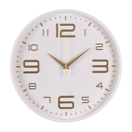 Часы настенные 30см пластик РУБИН Классика белый с золотом (10)