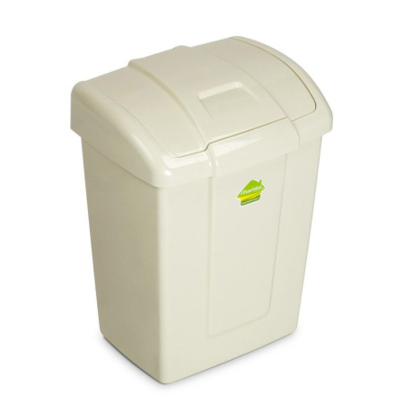 Контейнер для мусора 13л 278*224*374мм пластик ФОРТЕ слоновая кость с подвижной крышкой С341СЛК (10)