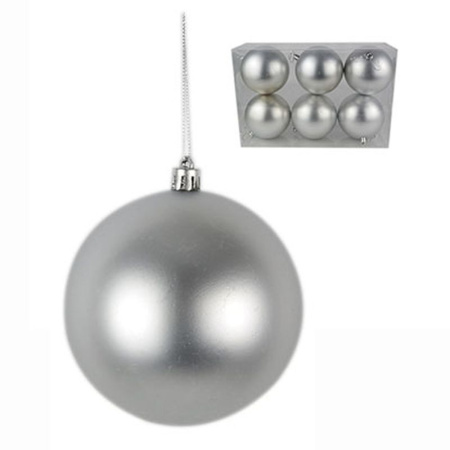 Игрушки новогодние на елку ШАР набор 6шт 10см пластик матовый (серебро) (24)
