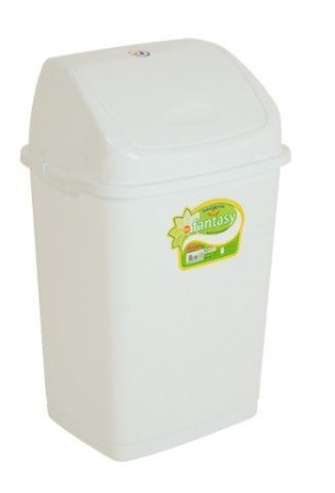 Контейнер для мусора 10л пластик ФАНТАЗИЯ №2 белый с подвижной крышкой (24) (УРНА №2)