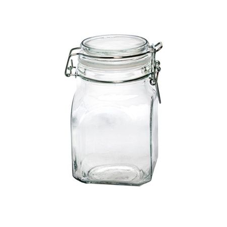 Банка для сыпучих продуктов 250мл стекло квадратная с фиксатором JC-15970 (72)