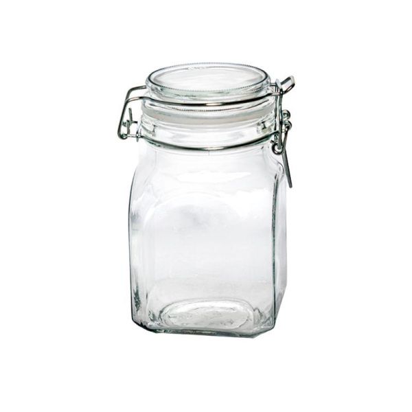 Банка для сыпучих продуктов 250мл стекло квадратная с фиксатором JC-15970 (72)