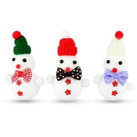 Игрушки новогодние на елку СНЕГОВИК набор 3шт 11*4см пенопласт JC-16393 (192)