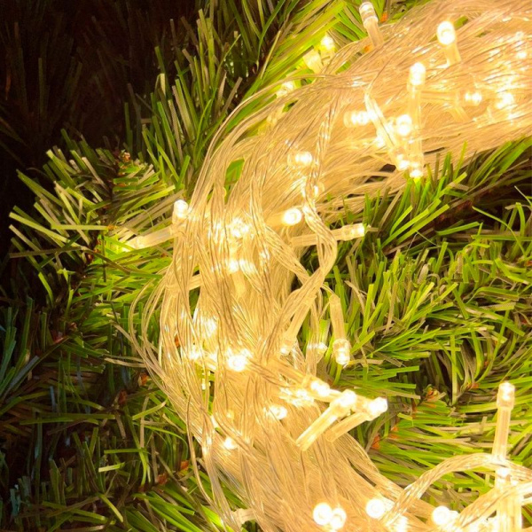 Гирлянда эл. 5м 50LED теплый белый, черный провод JC-16582 (100)