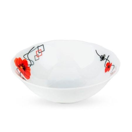 Салатник 420мл 15см стеклокерамика КРАСНЫЕ МАКИ круглый (6/72)