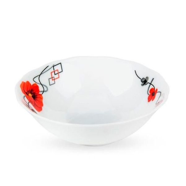 Салатник 420мл 15см стеклокерамика КРАСНЫЕ МАКИ круглый (6/72)