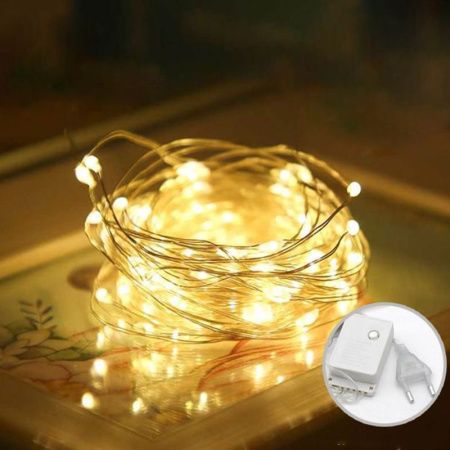 Гирлянда светодиодная Нить 10м 100LED теплый белый 8 режимов GN19 (100)