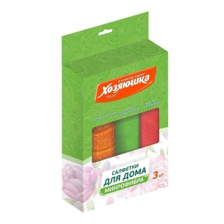 Салфетка 3шт 30*30см микрофибра  ХОЗЯЮШКА Мила для уборки (60)