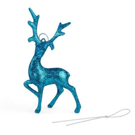 Игрушка новогодняя на елку ОЛЕНЬ 17*10см пластик синий OSHR21-592/JC-16477 (1000)