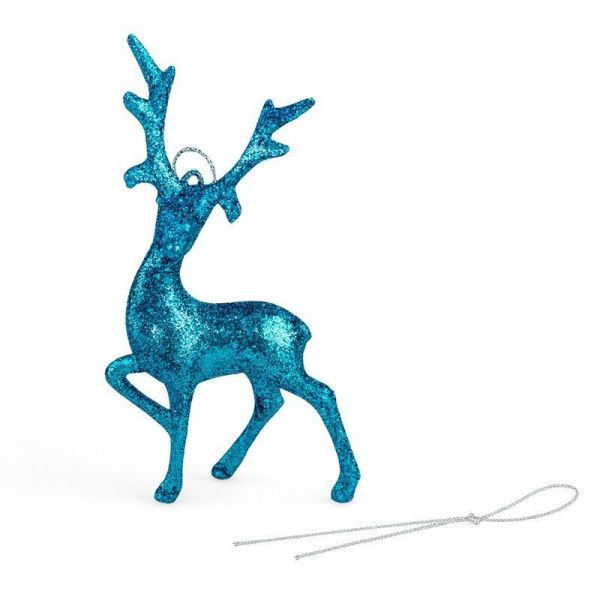 Игрушка новогодняя на елку ОЛЕНЬ 17*10см пластик синий OSHR21-592/JC-16477 (1000)