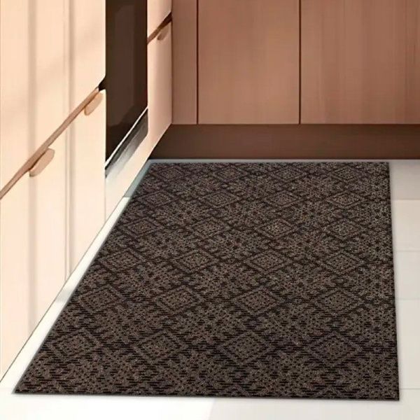 Коврик придверный полиэстер/ПВХ 60*100см ОРНАМЕНТ мокко 02 S