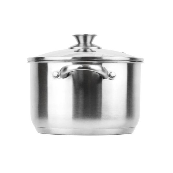 Кастрюля 3,9л 20*12,5см нерж.сталь АФИНА стекл. крышка капсулированное индукционное дно LR02-268