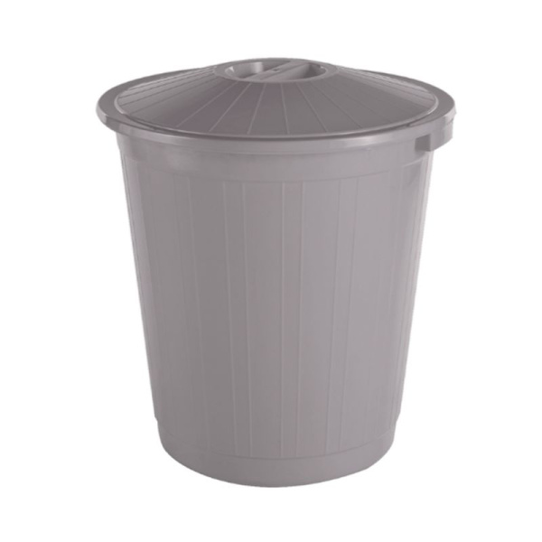 Бак 50л 46*47*46см пластик с крышкой серый (5)