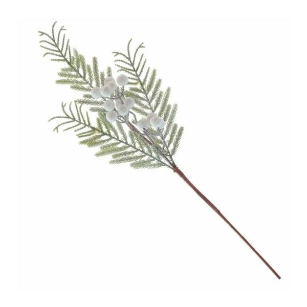 Декор новогодний Ветка с белыми шариками 15*5*50см (18/180)