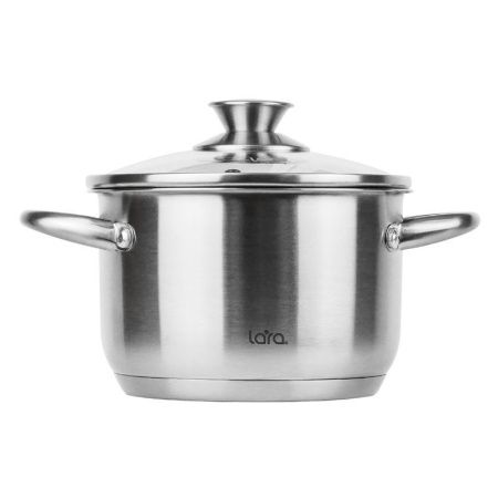 Кастрюля 8,2л 26*15,5см нерж.сталь АФИНА стекл.крышка капсулированное индукционное дно LR02-271