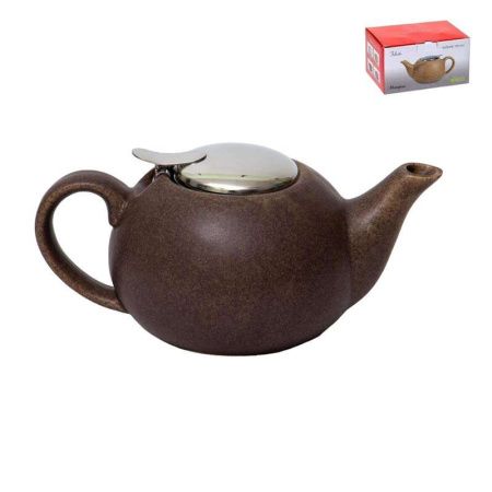 Чайник заварочный 750мл керамика с мет.крышкой и фильтром Феличита коричневая крошка 109-06019 (24)
