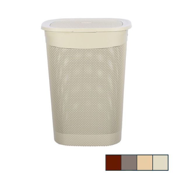 Корзина для белья 55л 400*350*600мм пластик ARIANA слон.кость (5)