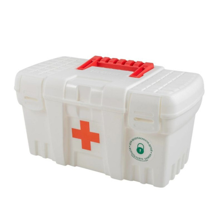 Ящик для медикаментов 26,5*15,5*14см пластик Family doctor с защелкой и ручкой белый (16)