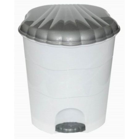 Контейнер для мусора 11л пластик белый/серый с педалью (2)