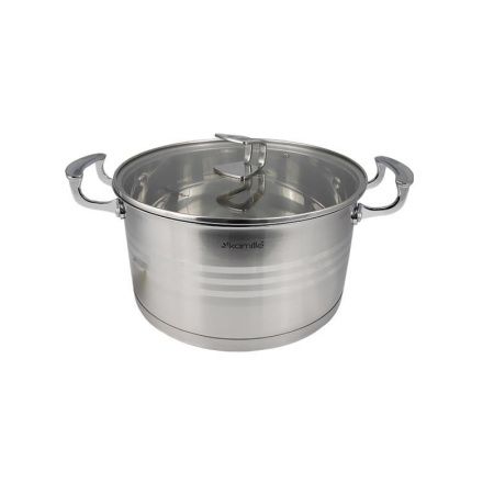 Кастрюля 2,4л нерж.сталь со стекл.крышкой 18см арт. 5854 (6)