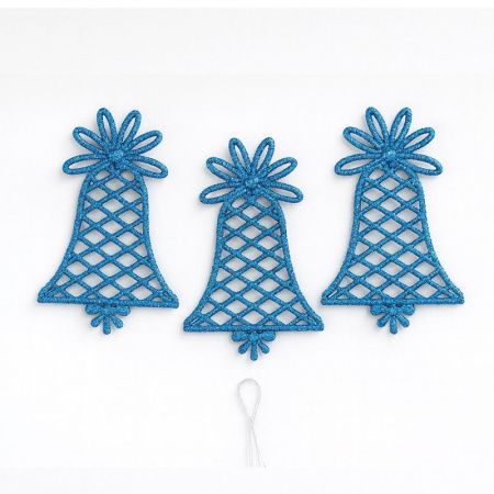 Игрушки новогодние на елку КОЛОКОЛЬЧИК набор 3шт 13*9см пластик синий OSHR22-021/JC-16562 (800)