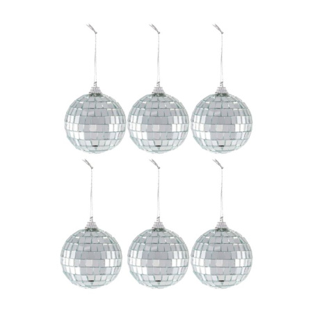Игрушки новогодние на елку ШАР диско набор 6шт 7см серебро JC-16622 (40)