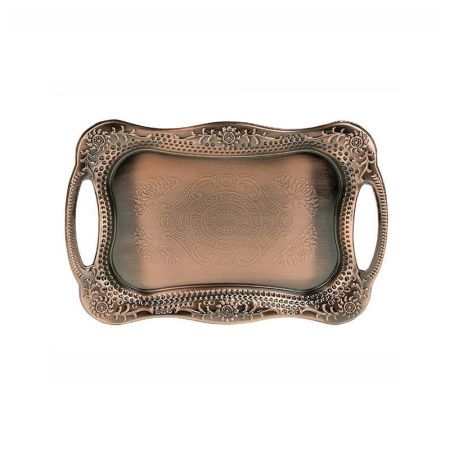 Поднос сервировочный 30,5*20,5*3см металл медь (40)