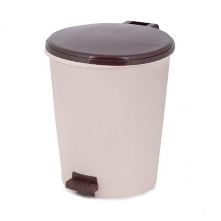 Ведро для мусора 12л пластик слоновая кость с педалью (2)