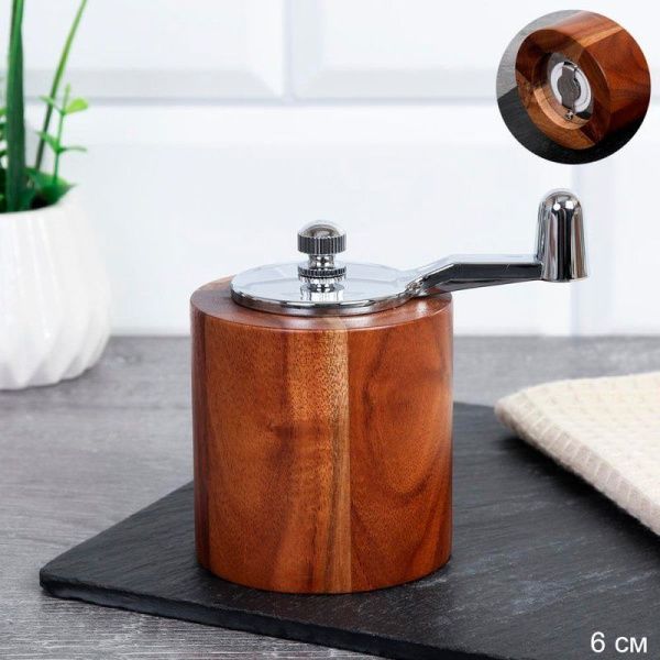 Мельница для специй с ручкой 6см дерево акация M-JS207-3-6 (128)