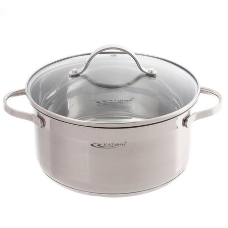 Кастрюля 5,2л нерж.сталь АЛЬТА стекл.крышка d24см толщ. стенок 0,5мм индукция KT-SET-005-52 (4)