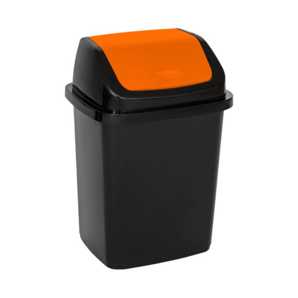 Контейнер для мусора 5л 19*15*28см пластик КОМФОРТ К черный/оранжевый с подвижной крышкой (27)