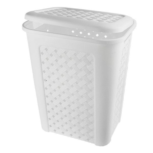 Корзина для белья 50л 43,5*33,5*55см пластик ВИОЛА белый (8)