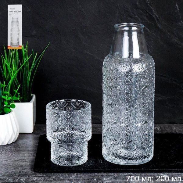 Набор барного стекла 2пр (графин 700мл, стакан-крышка 200мл) Для холостяка CH2 (30)