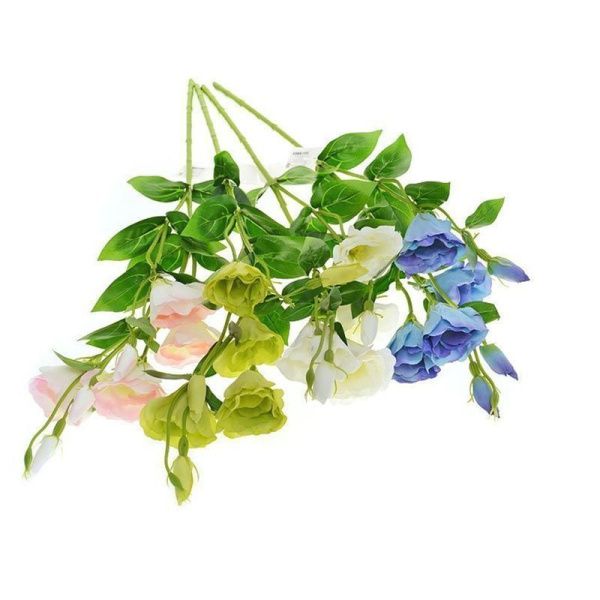 Цветы искусственные Ветка эустомы 80см пластик белая 7030W (60/240)